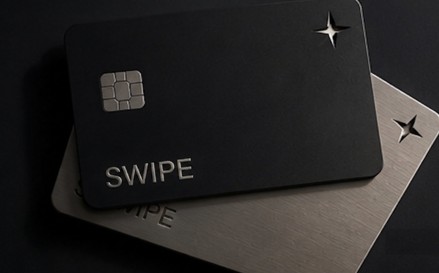 The Swipe matte black card and brushed steel Believer tier card